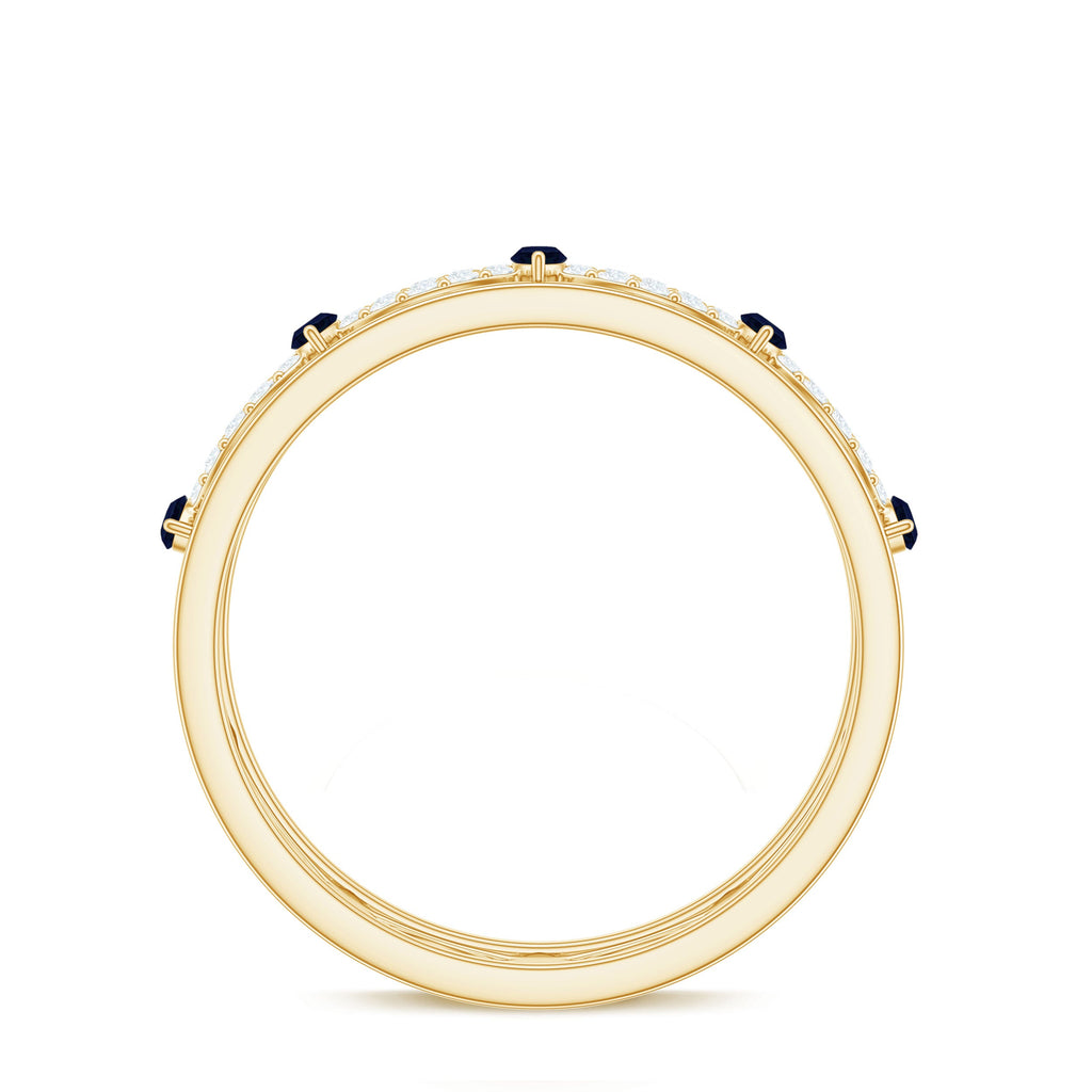 Blue Sapphire Infinity Band Ring with Diamond