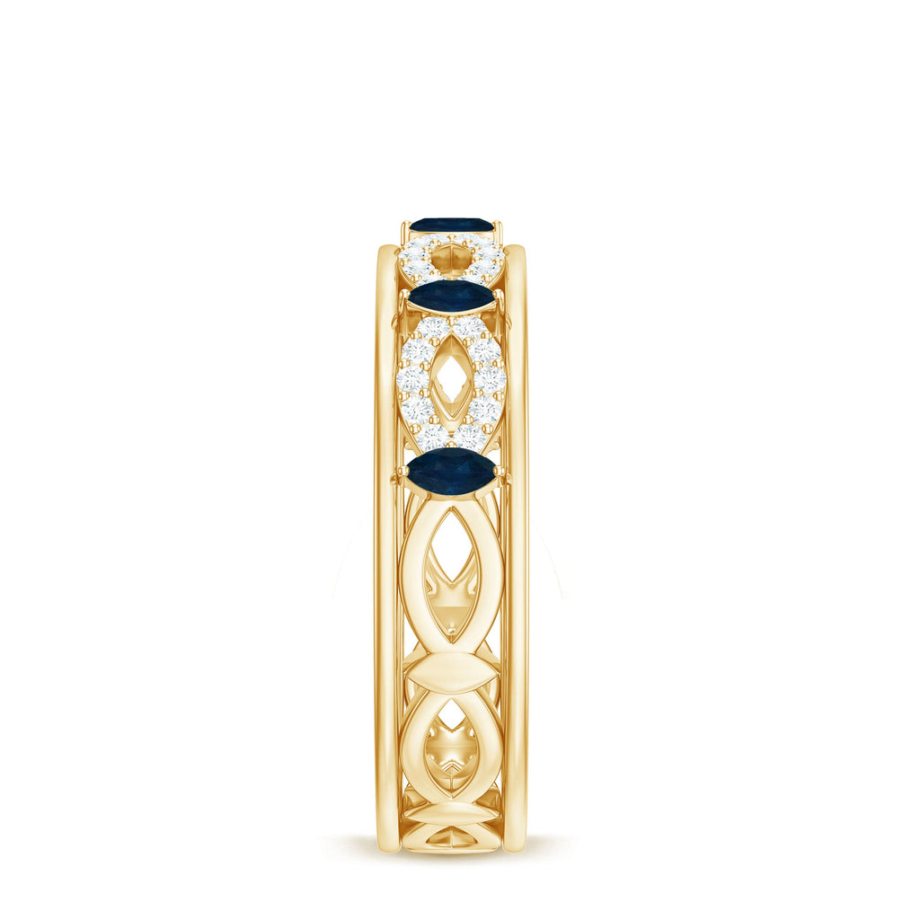 Blue Sapphire Infinity Band Ring with Diamond