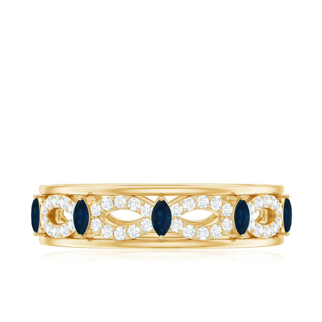 Blue Sapphire Infinity Band Ring with Diamond