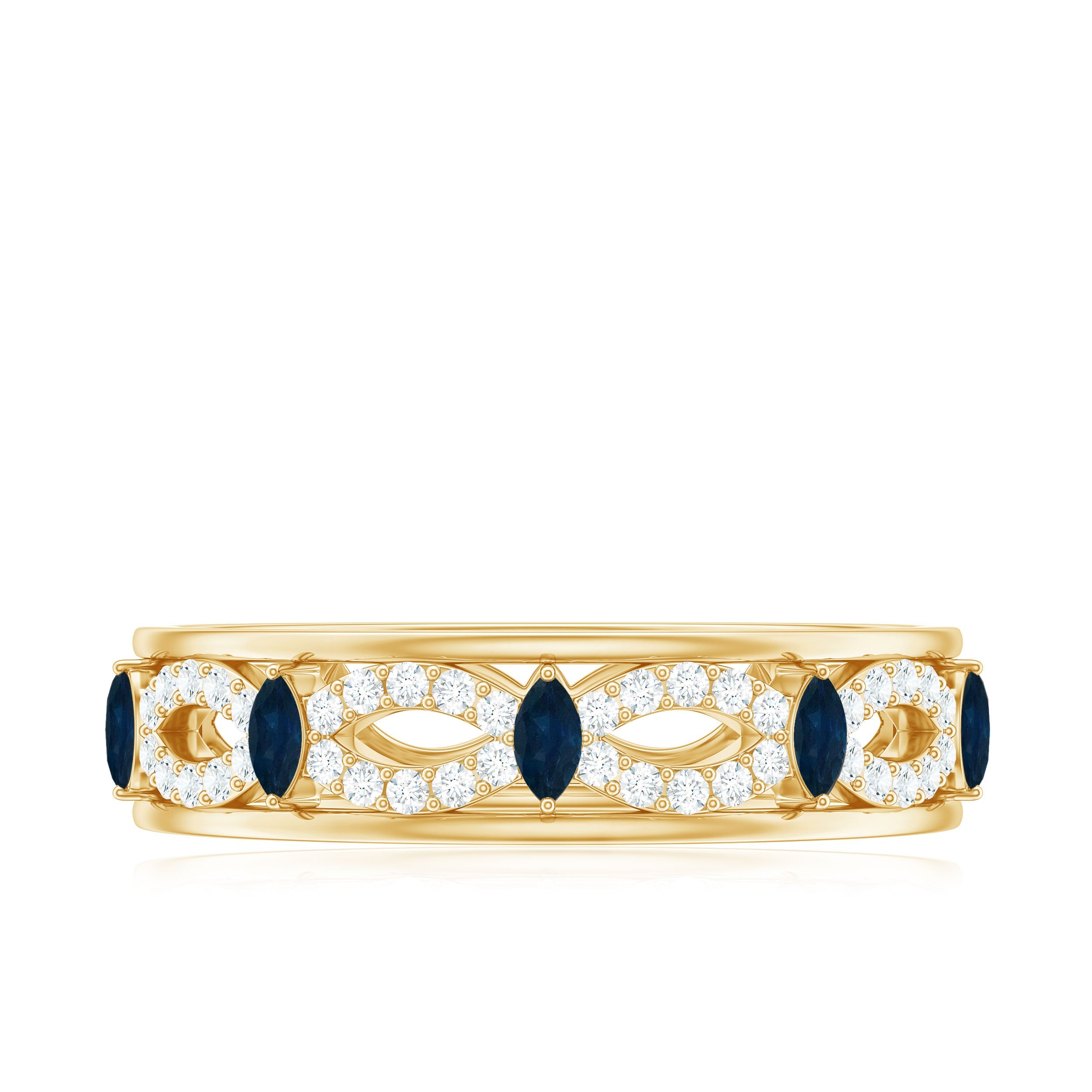 Blue Sapphire Infinity Band Ring with Diamond