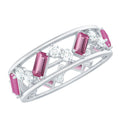 Pink Tourmaline and Moissanite Wide Eternity Ring