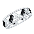 Natural Black Spinel Diamond Eternity Band Ring for Anniversary