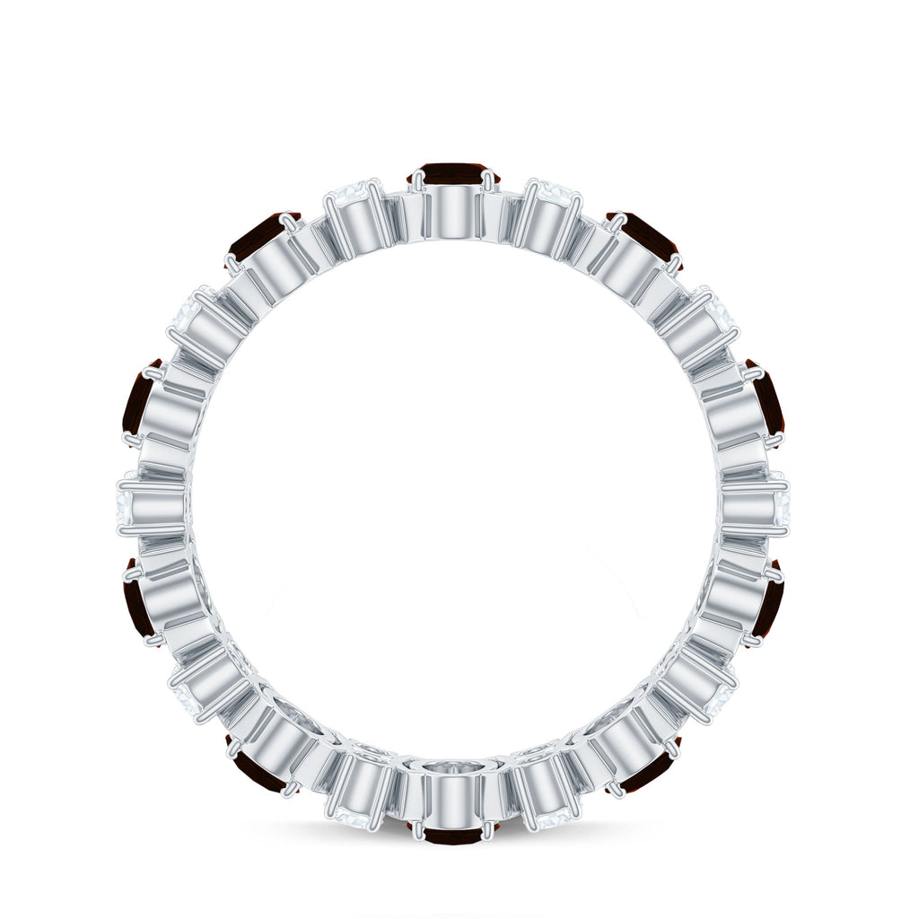 Natural Garnet Diamond Eternity Wedding Band Ring