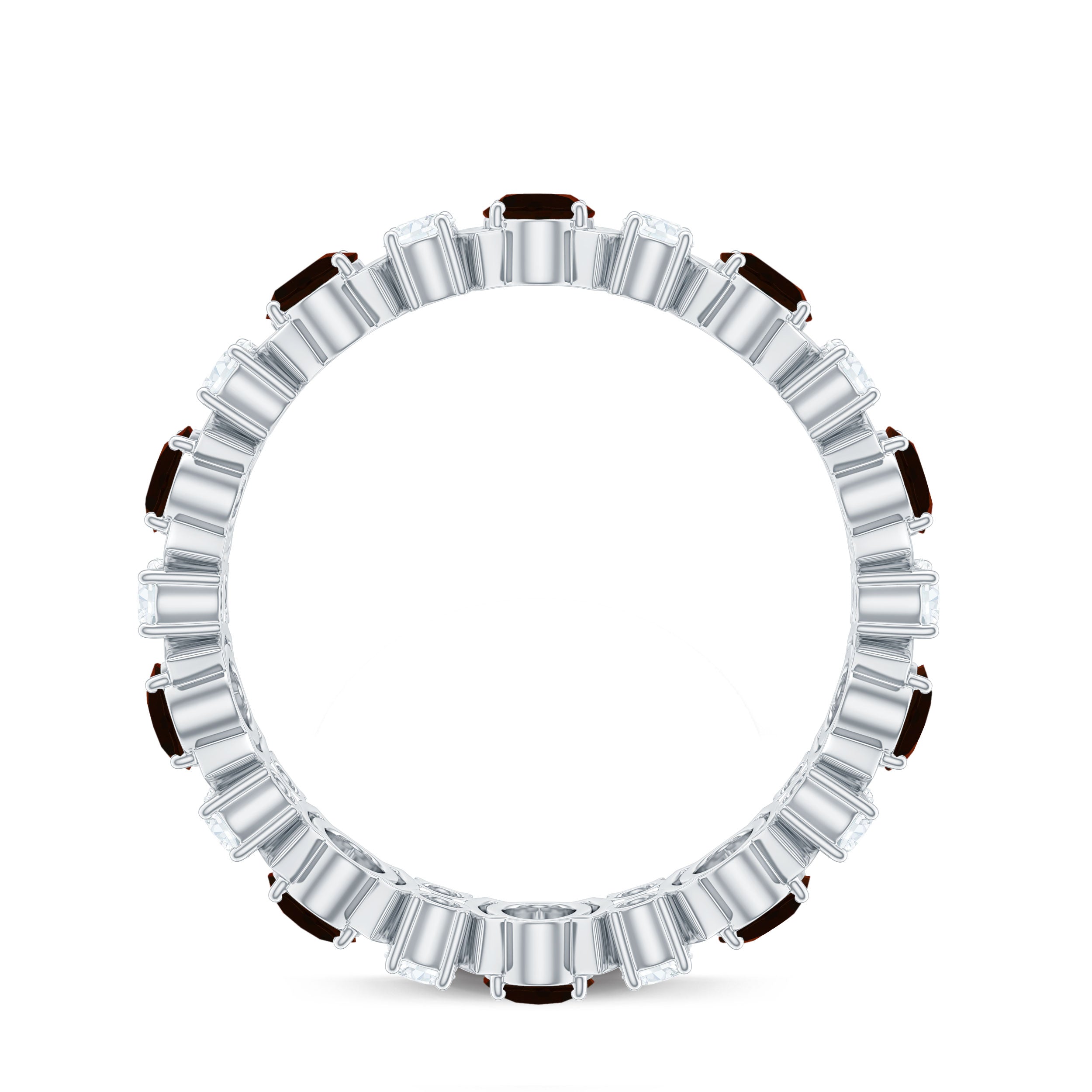 Natural Garnet Diamond Eternity Wedding Band Ring