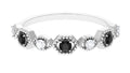 Black Spinel and Diamond Half Eternity Ring in Prong Setting