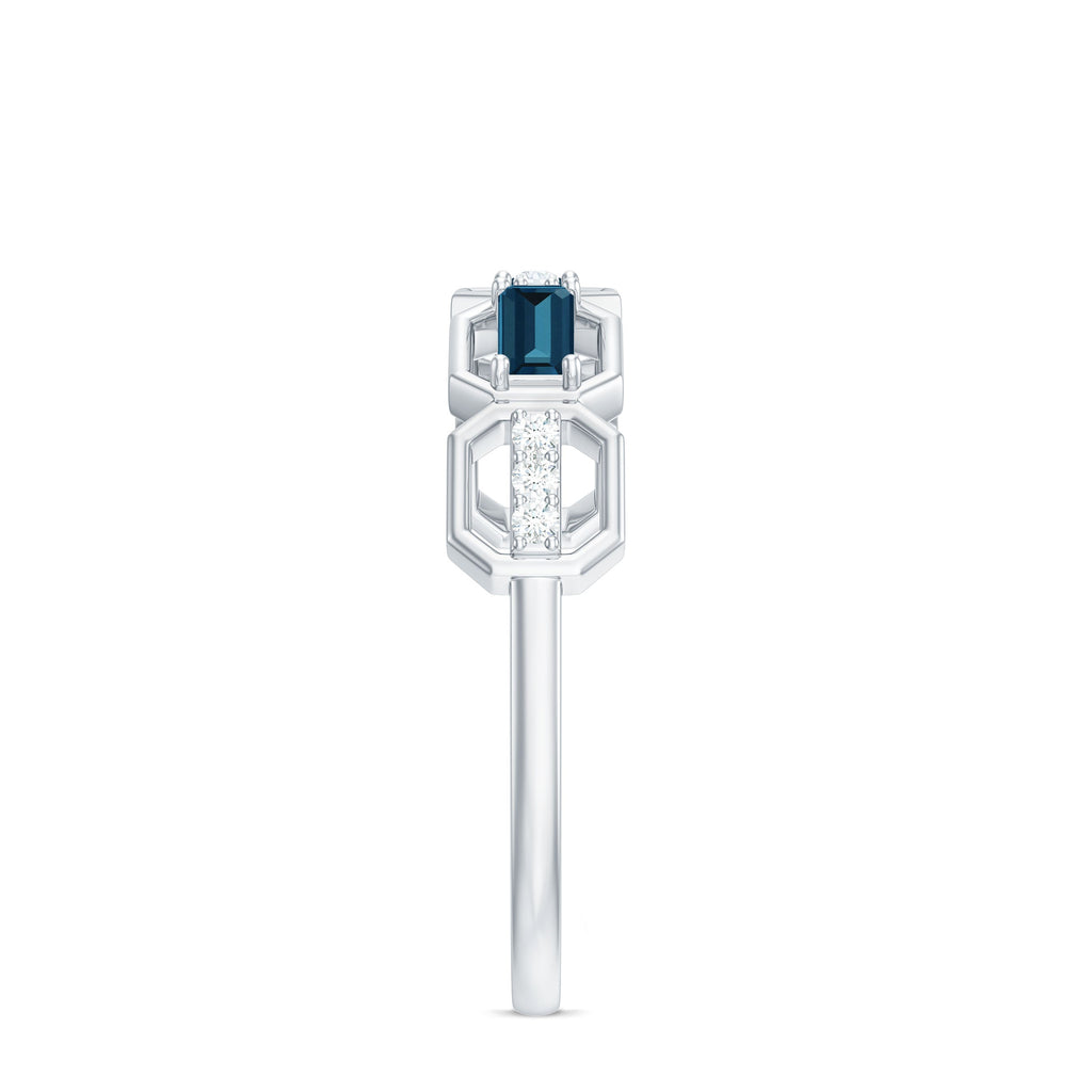 Natural London Blue Topaz Designer Eternity Band with Diamond
