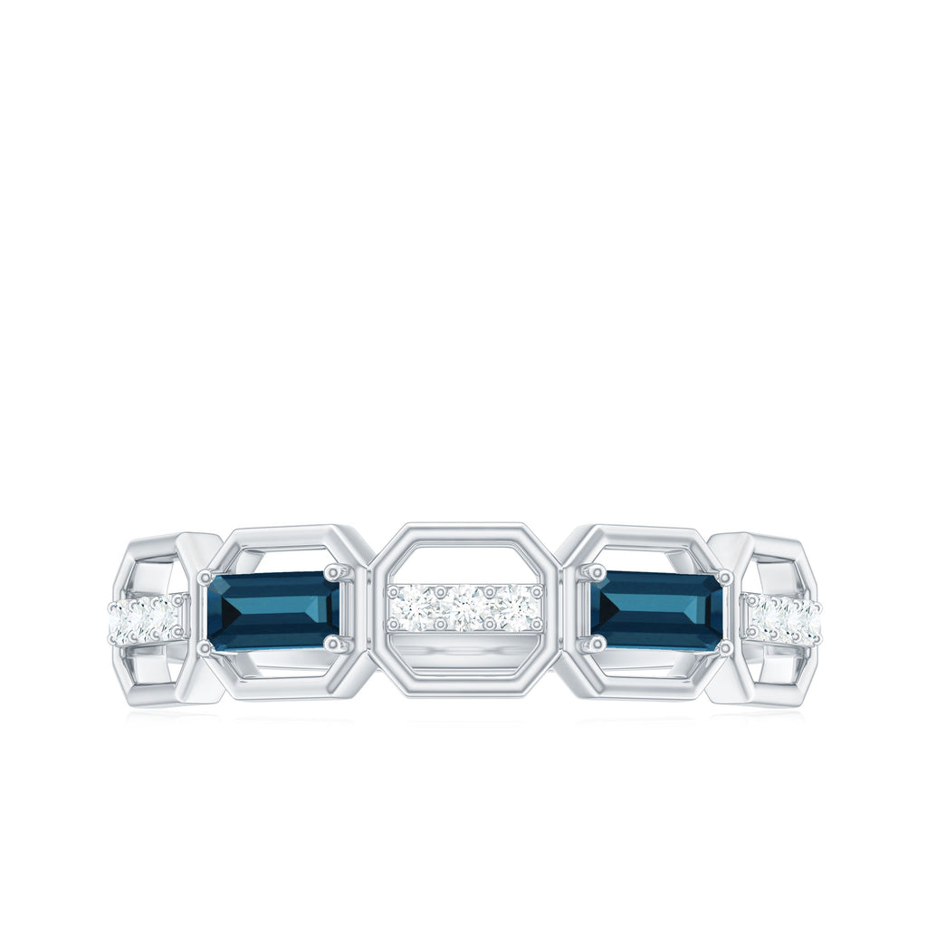 Natural London Blue Topaz Designer Eternity Band with Diamond
