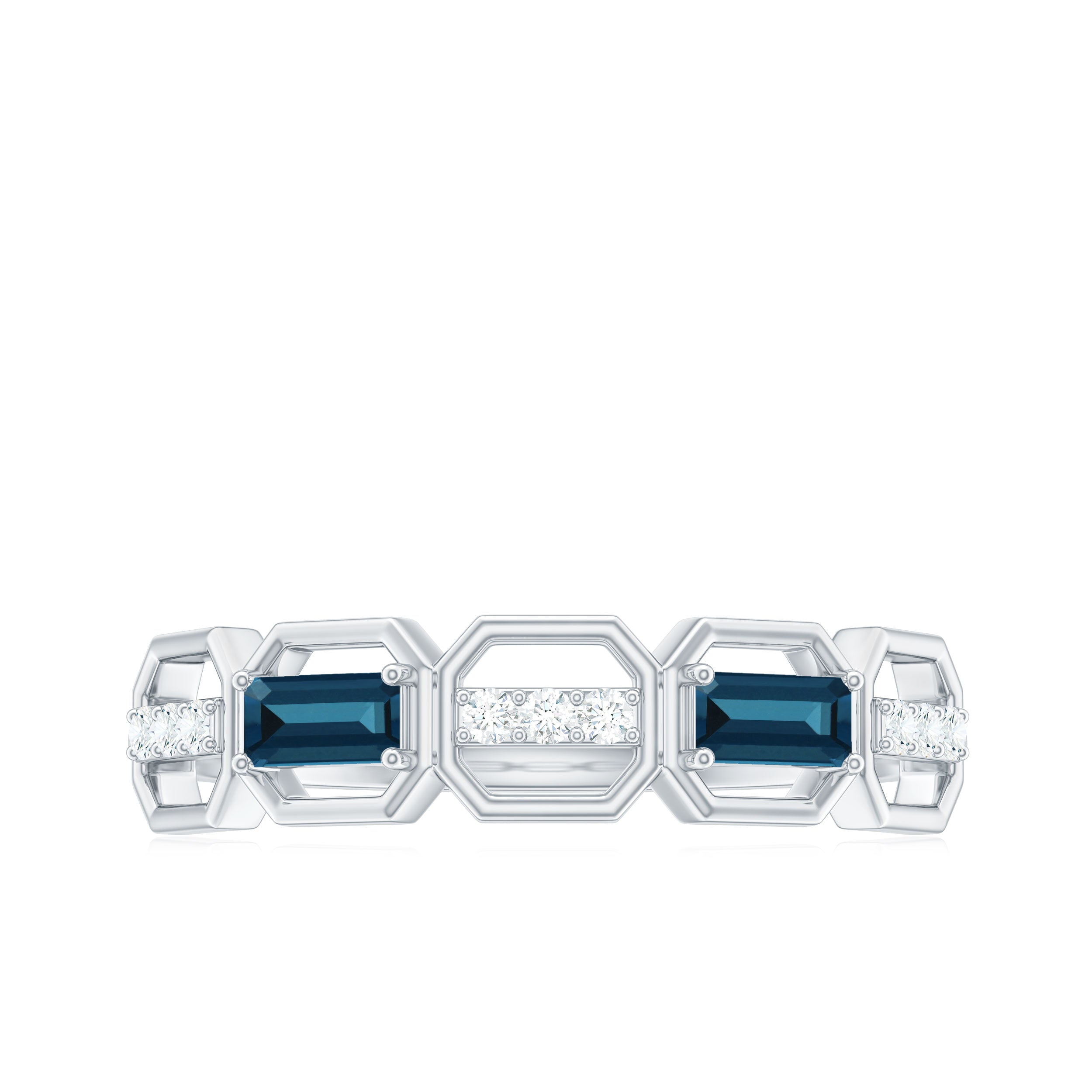 Natural London Blue Topaz Designer Eternity Band with Diamond