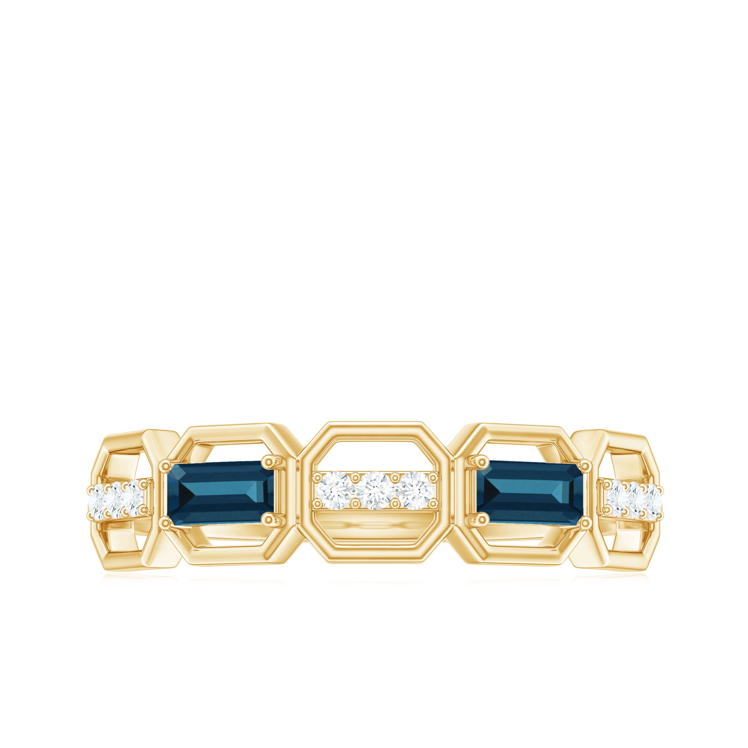 Natural London Blue Topaz Designer Eternity Band with Diamond