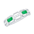 Natural Baguette Emerald Diamond Anniversary Band Ring in East West Style