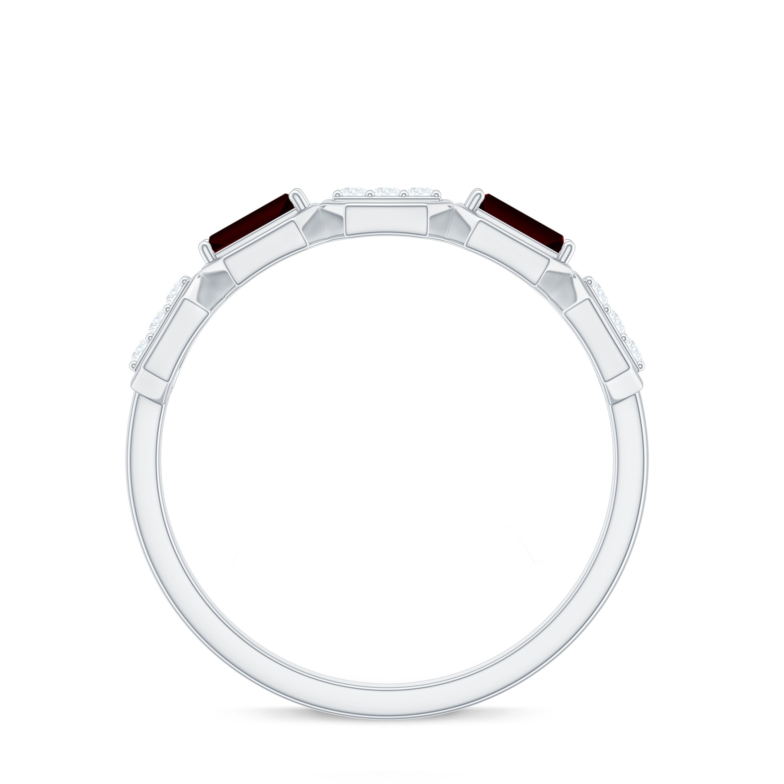 Genuine Baguette Garnet Diamond Wedding Band Ring