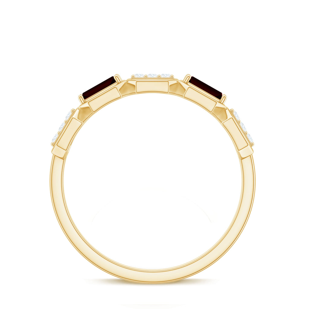 Genuine Baguette Garnet Diamond Wedding Band Ring
