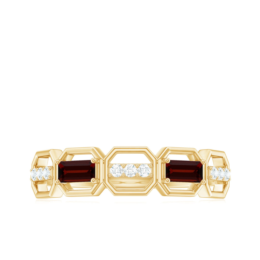 Genuine Baguette Garnet Diamond Wedding Band Ring