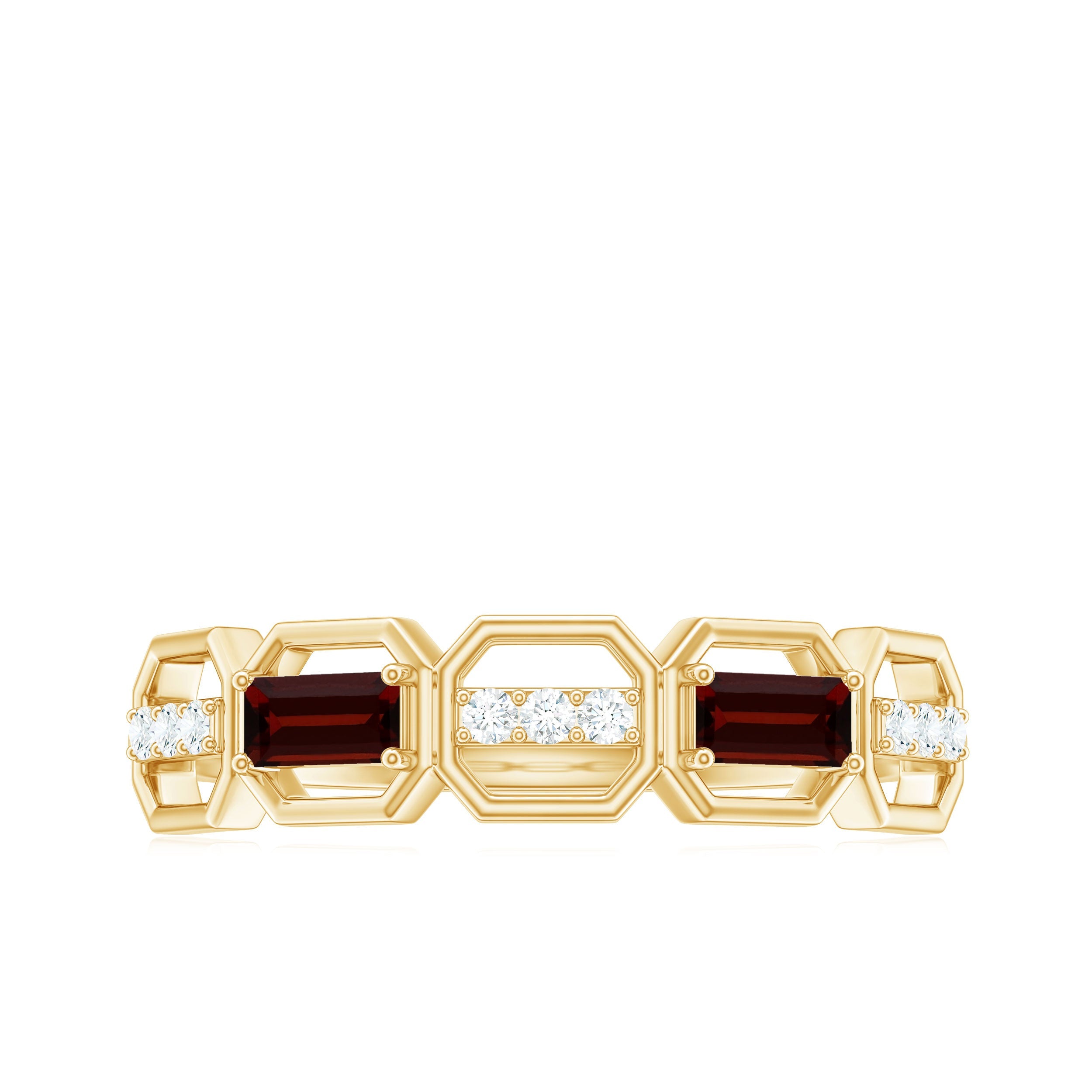 Genuine Baguette Garnet Diamond Wedding Band Ring