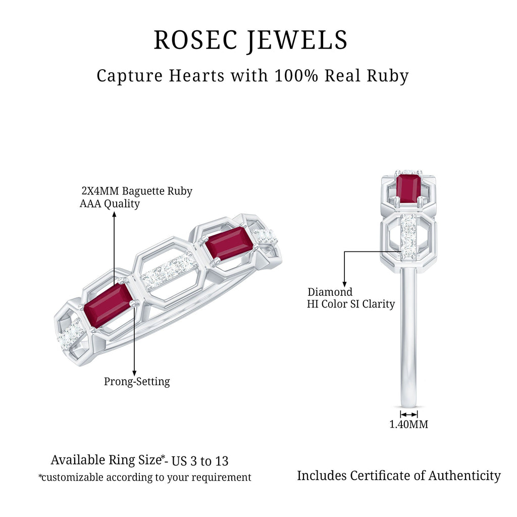 Classic Half Eternity Ring with Ruby and Diamond