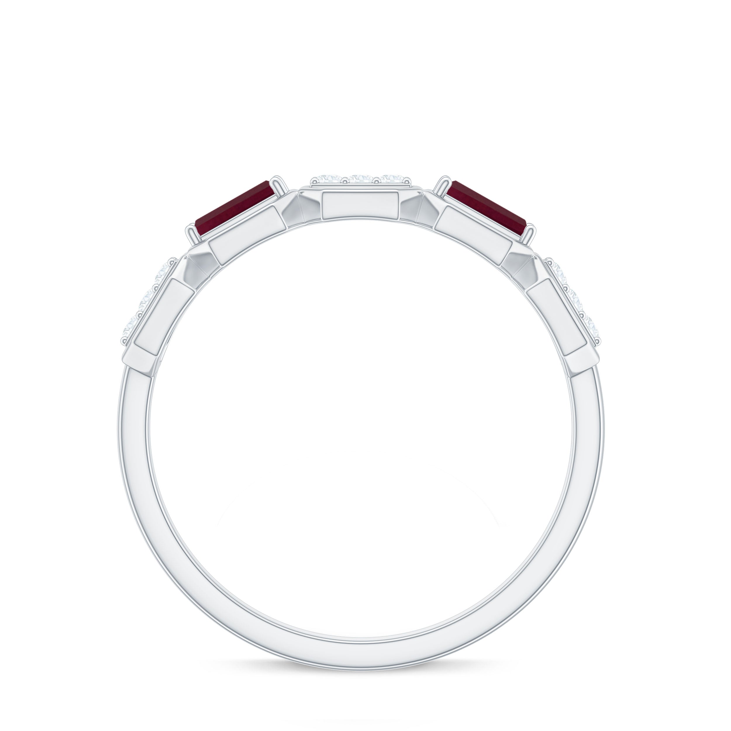 Classic Half Eternity Ring with Ruby and Diamond