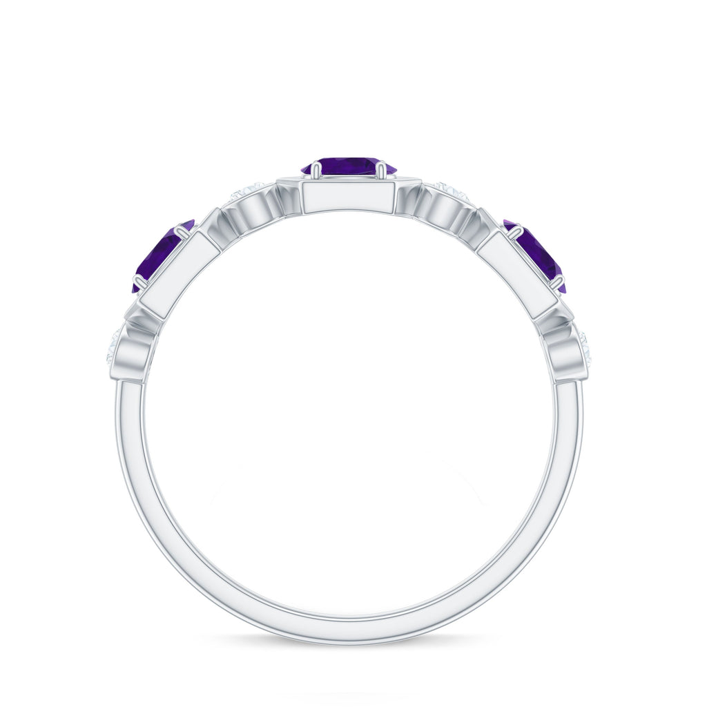 Oval Amethyst and Diamond Half Eternity Ring