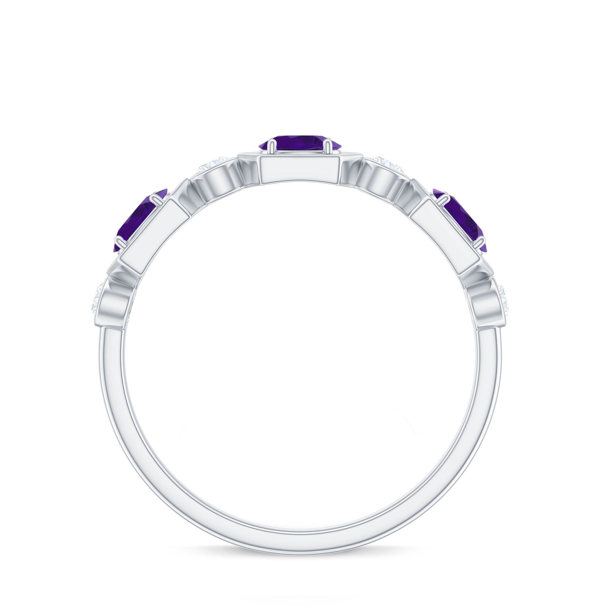 Oval Amethyst and Diamond Half Eternity Ring