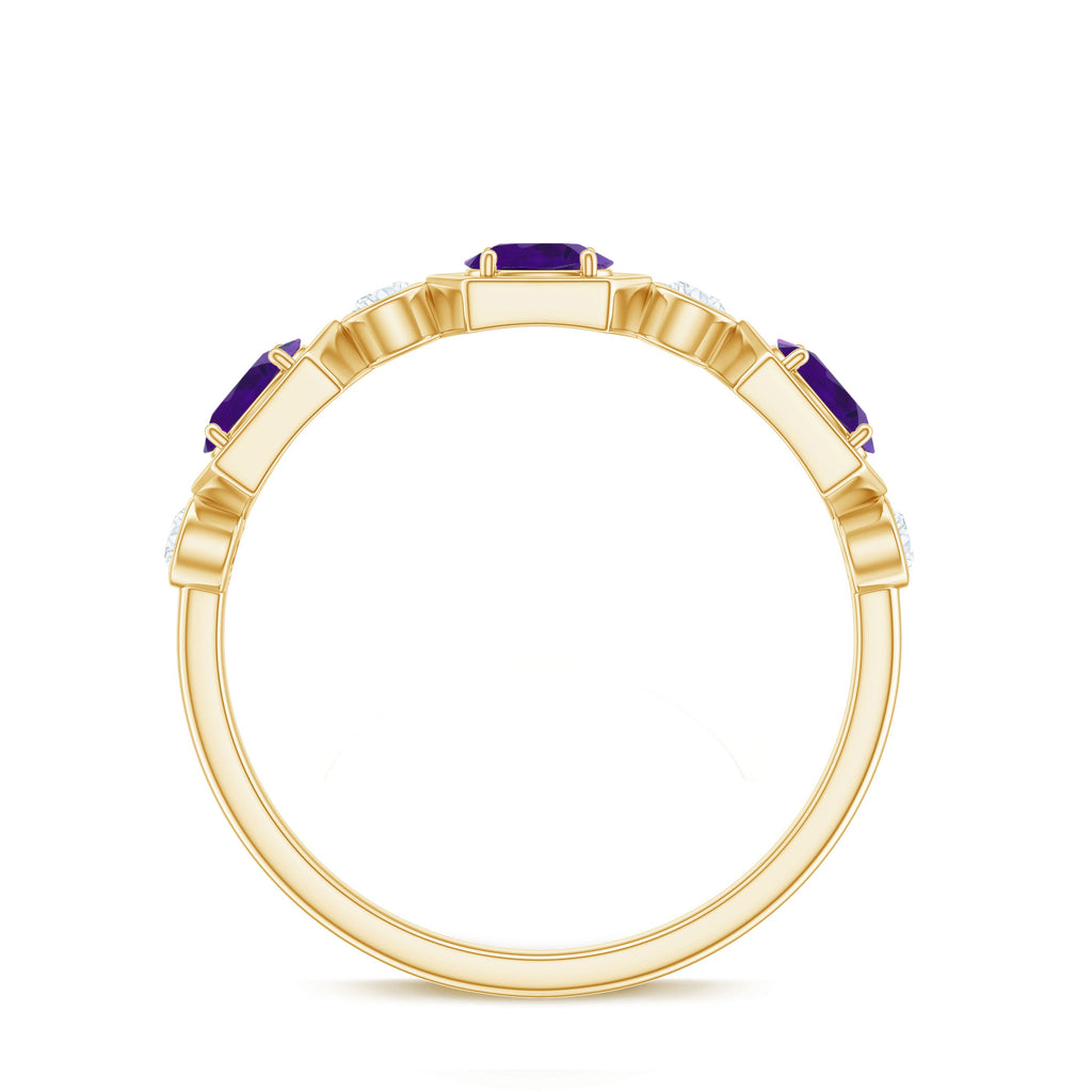 Oval Amethyst and Diamond Half Eternity Ring
