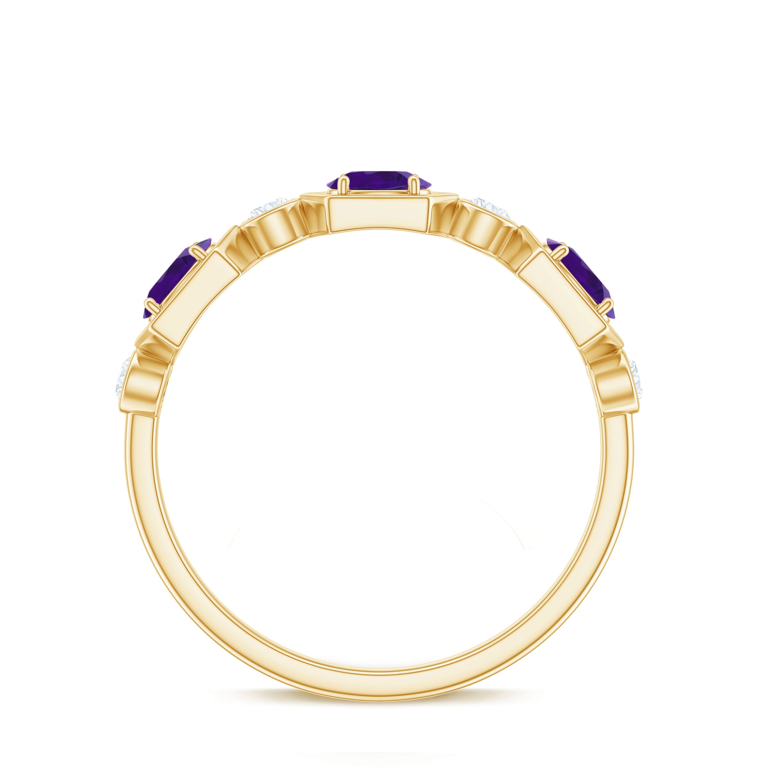 Oval Amethyst and Diamond Half Eternity Ring