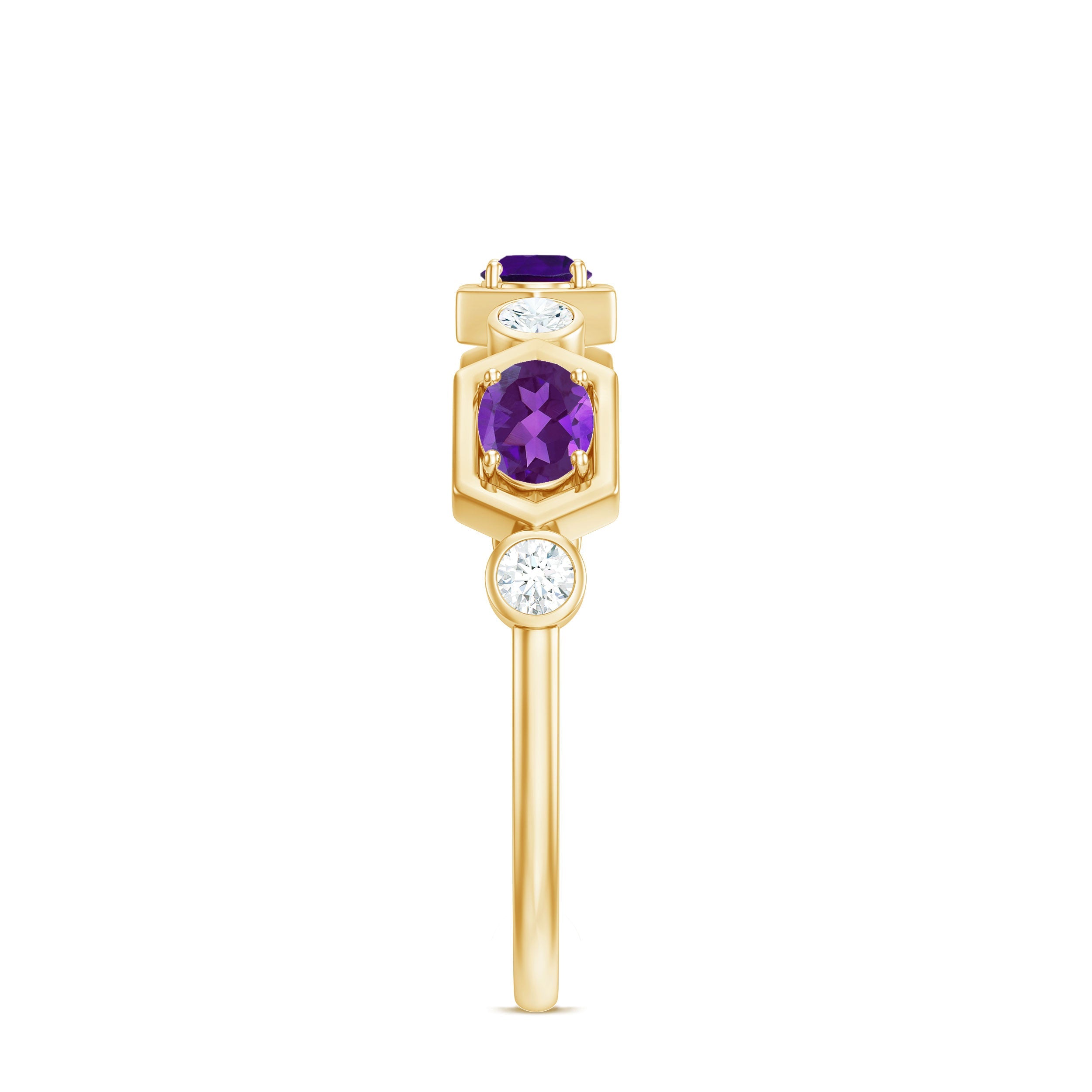 Oval Amethyst and Diamond Half Eternity Ring