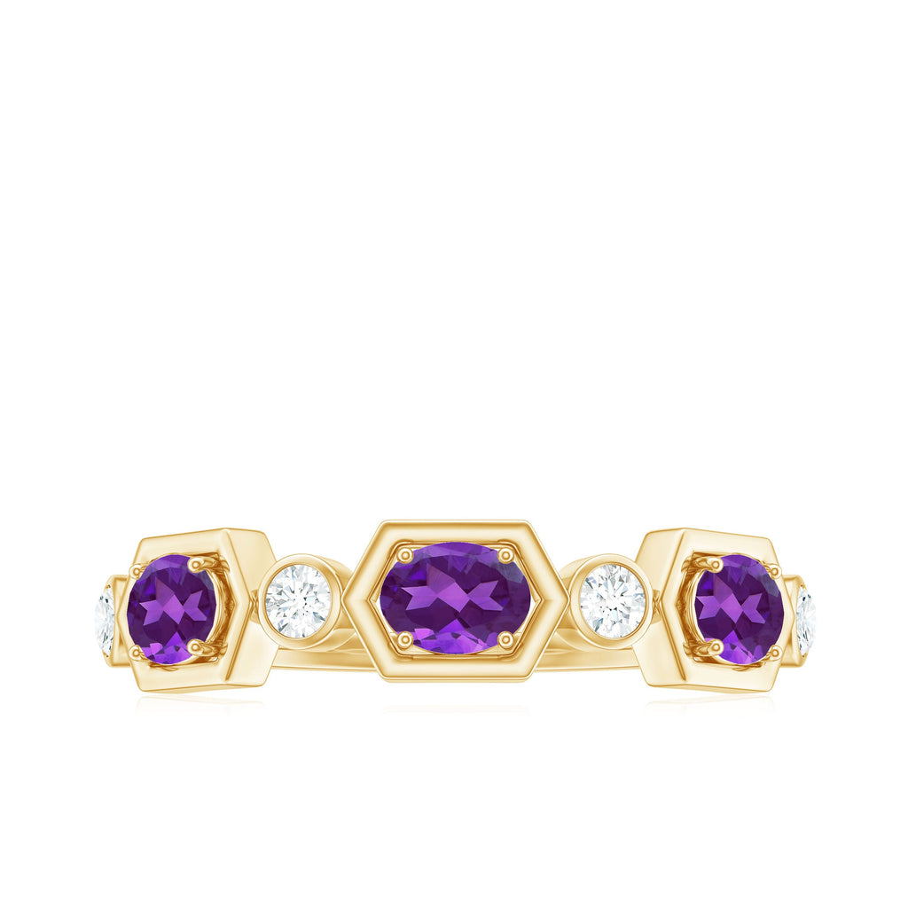 Oval Amethyst and Diamond Half Eternity Ring