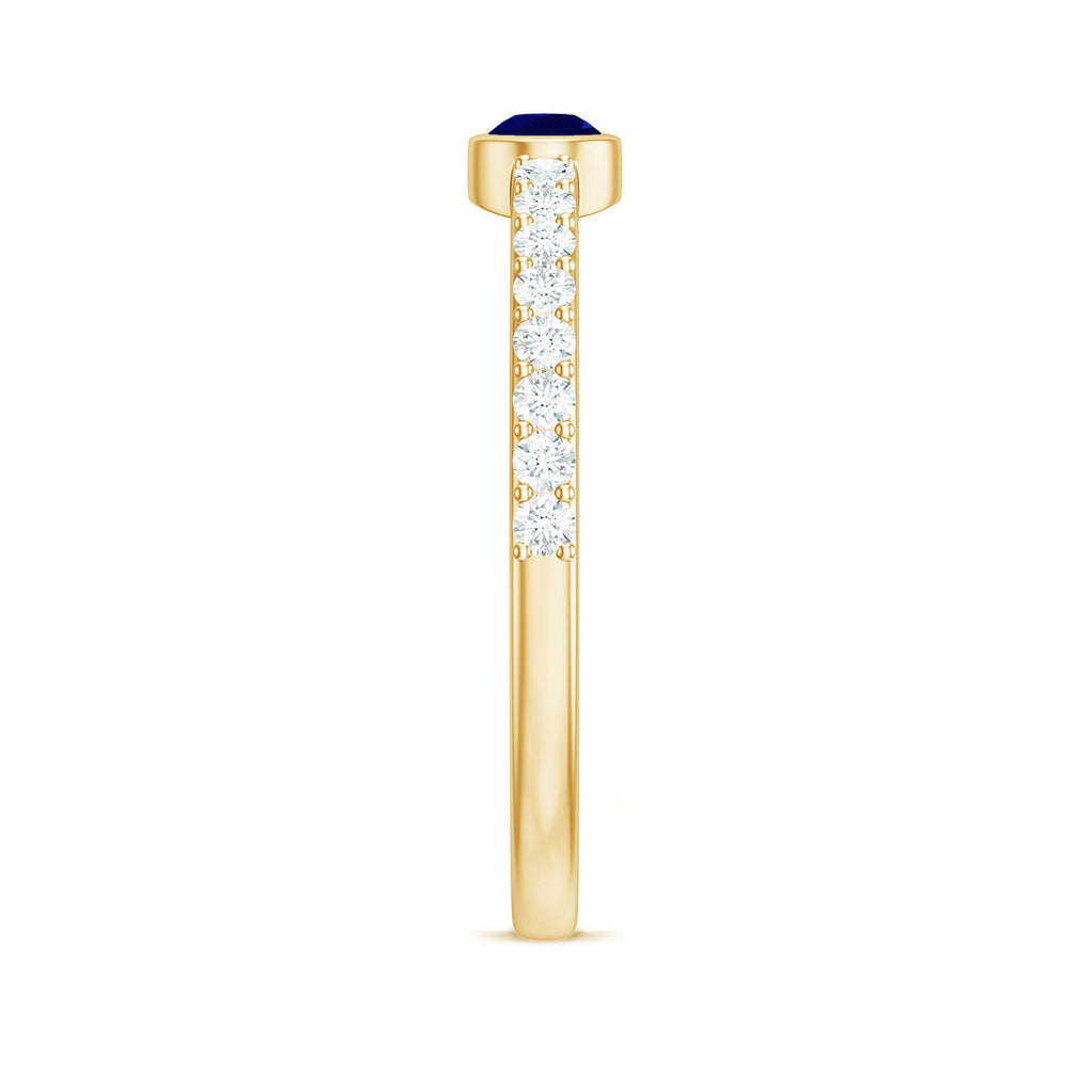 Real Blue Sapphire East West Promise Ring with Diamond