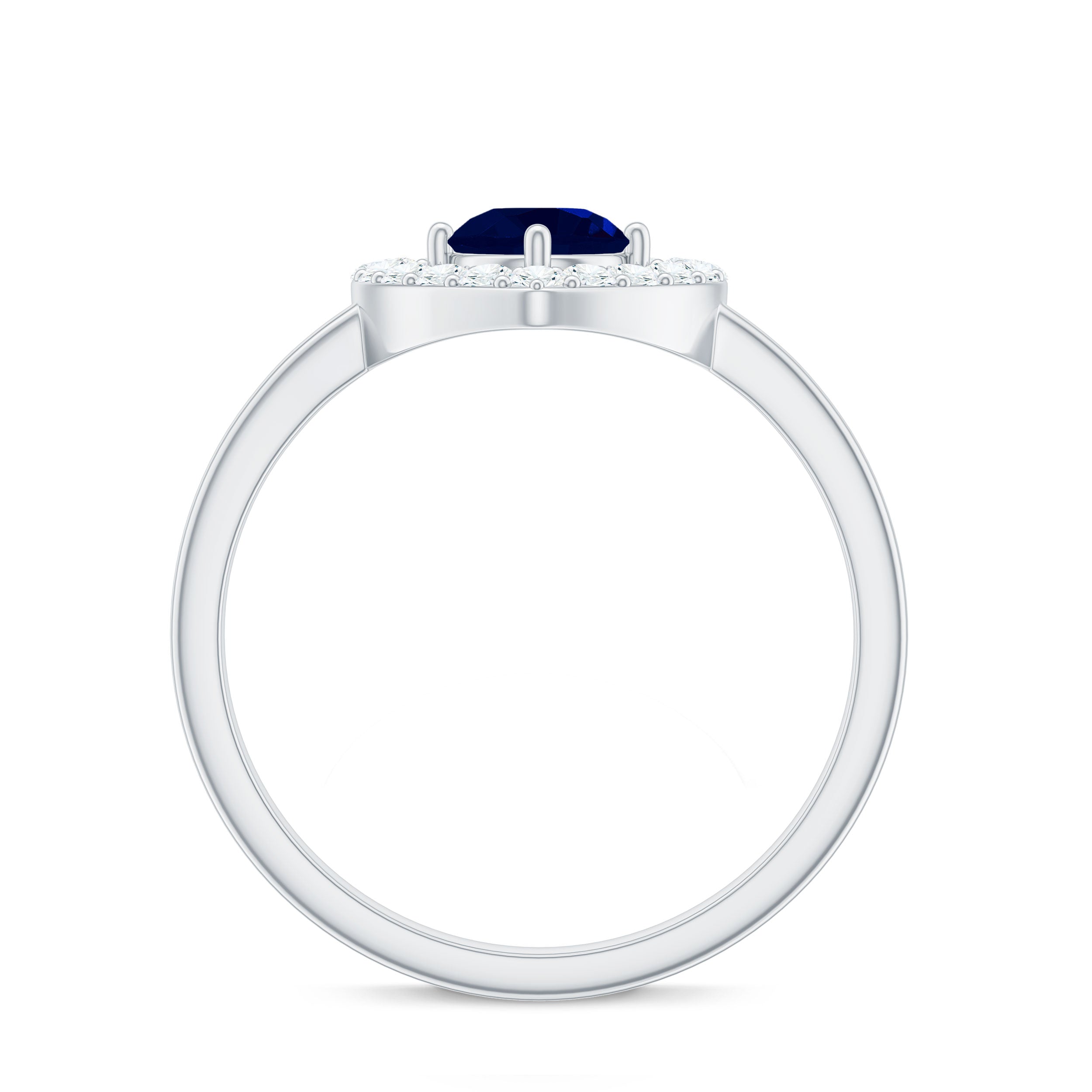 Real Blue Sapphire and Diamond Heart Engagement Ring