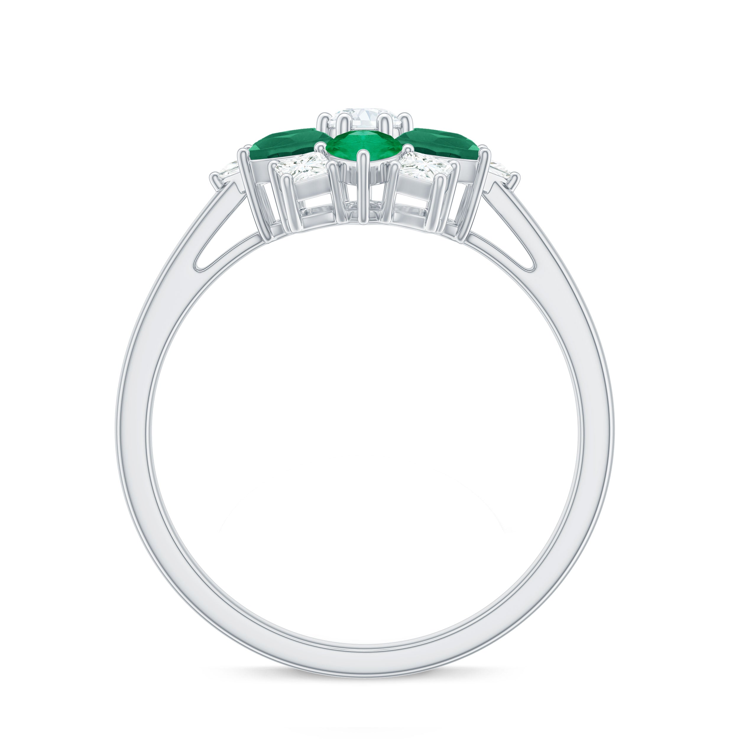Genuine Emerald and Diamond Nature Inspired Statement Ring
