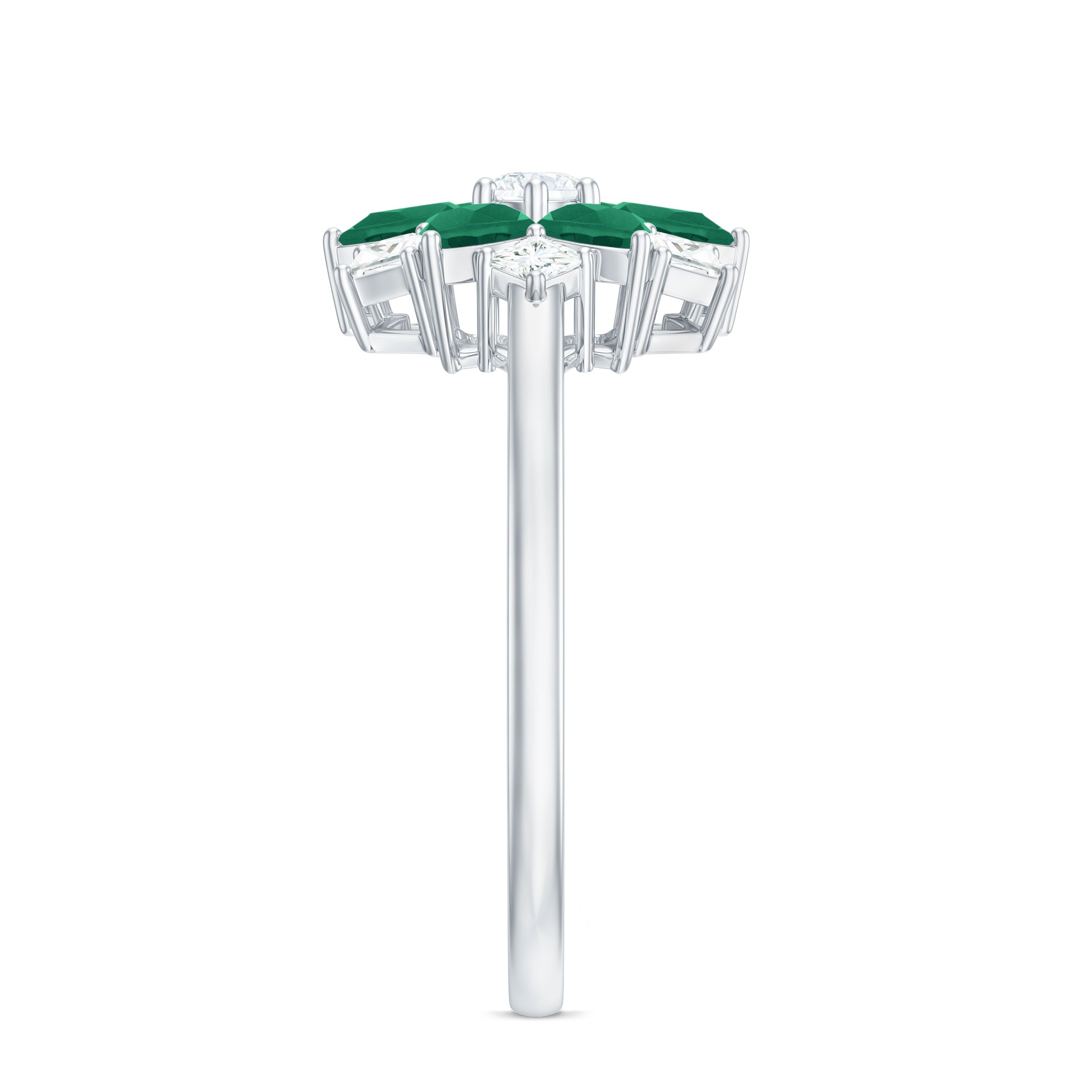 Genuine Emerald and Diamond Nature Inspired Statement Ring