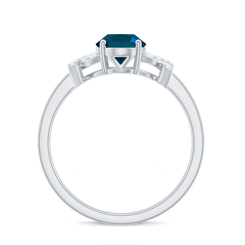 6X8mm Oval Cut London Blue Topaz Solitaire Engagement Ring with Split Shank