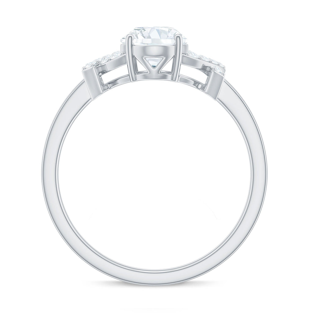 Oval Zircon Solitaire Split Shank Ring