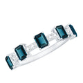 4X6mm Emerald Cut London Blue Topaz Half Eternity Band with Diamond