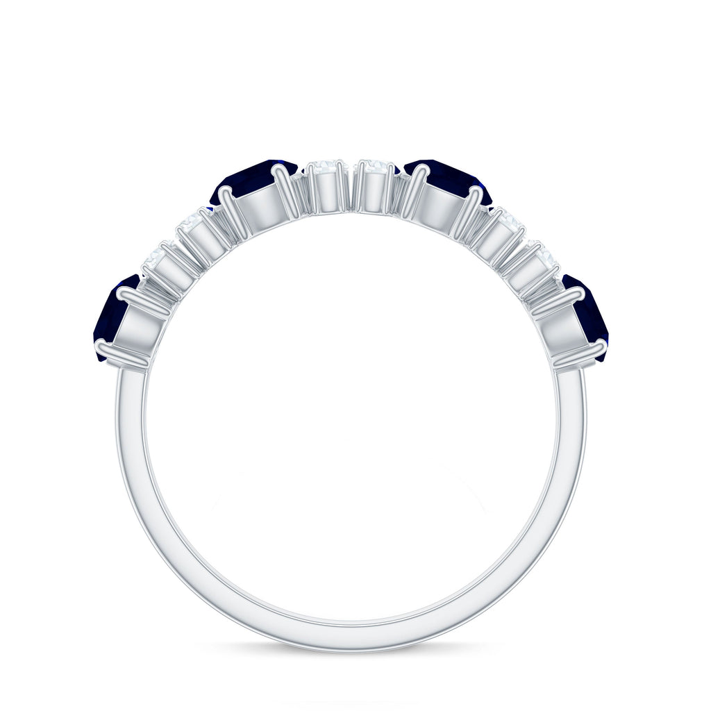 Real Blue Sapphire and Diamond Eternity Ring
