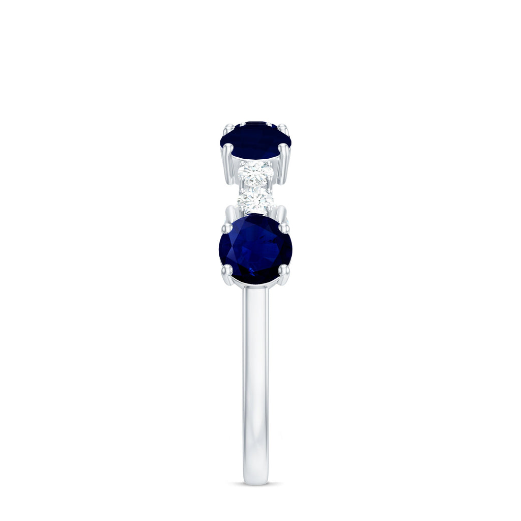 Real Blue Sapphire and Diamond Eternity Ring