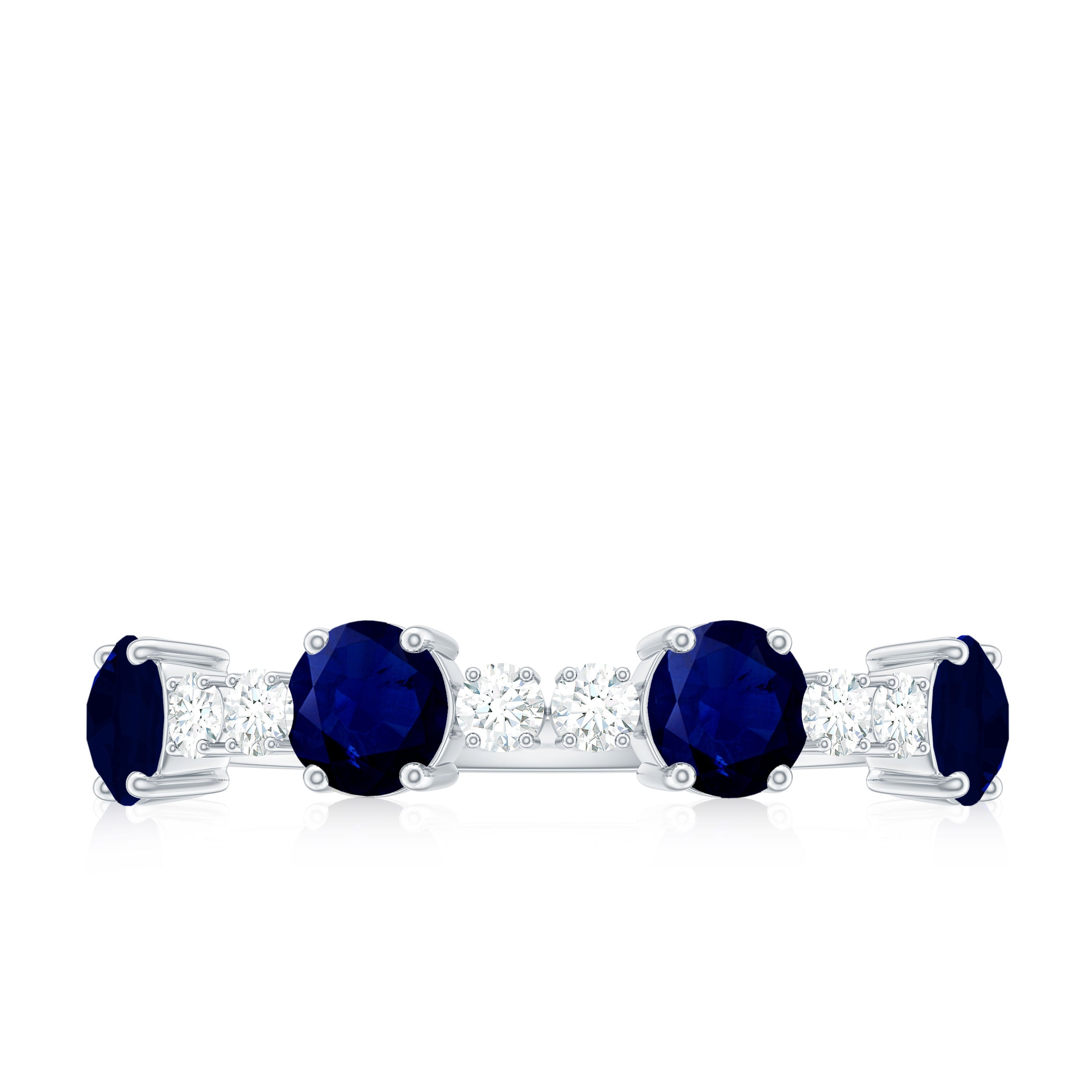 Real Blue Sapphire and Diamond Eternity Ring