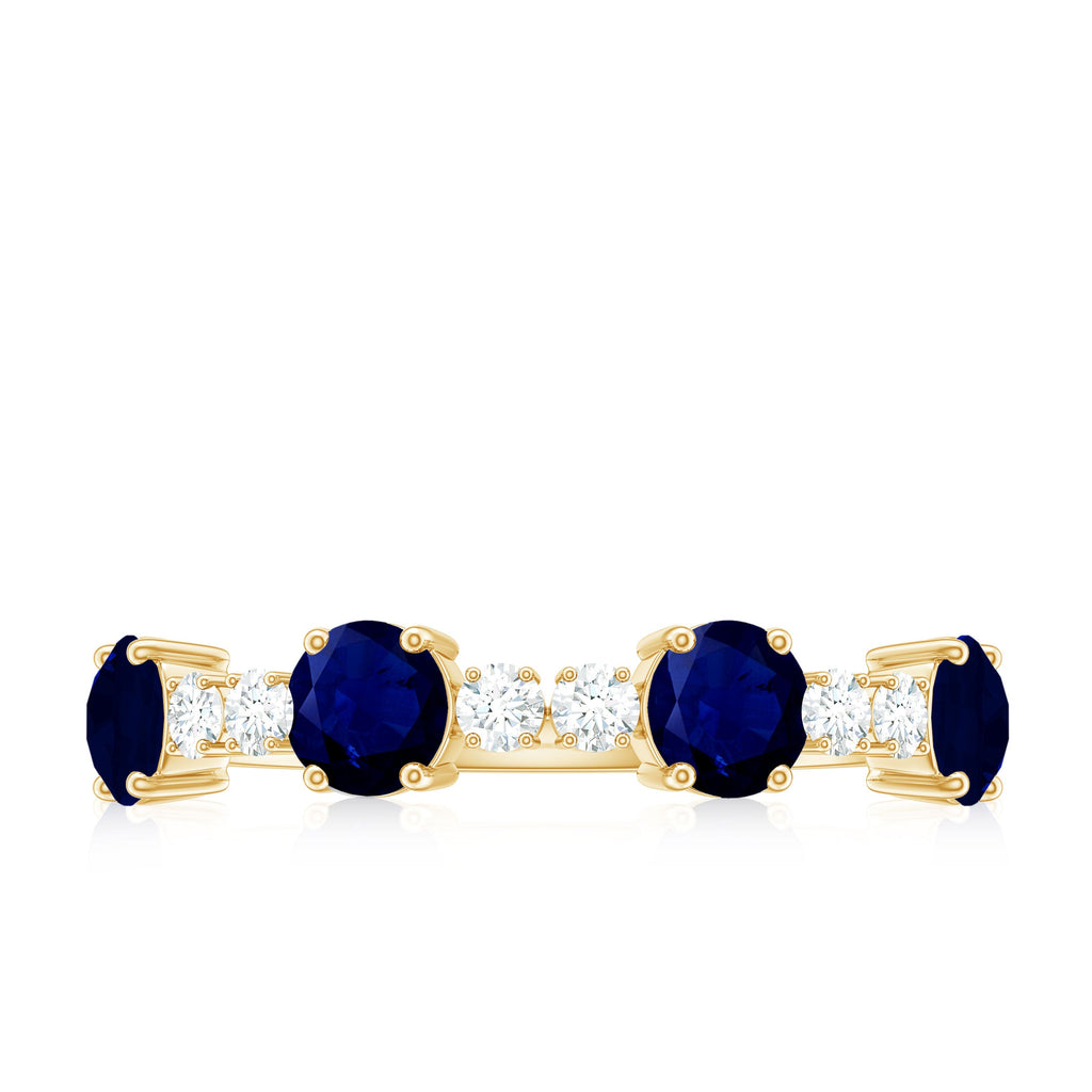 Real Blue Sapphire and Diamond Eternity Ring
