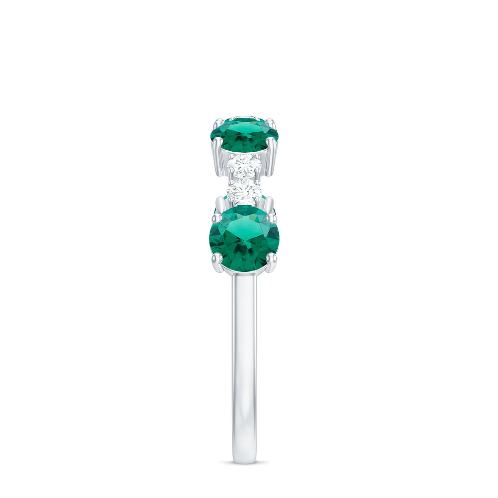 Certified Lab Grown Emerald Diamond Half Eternity Ring in Prong Set