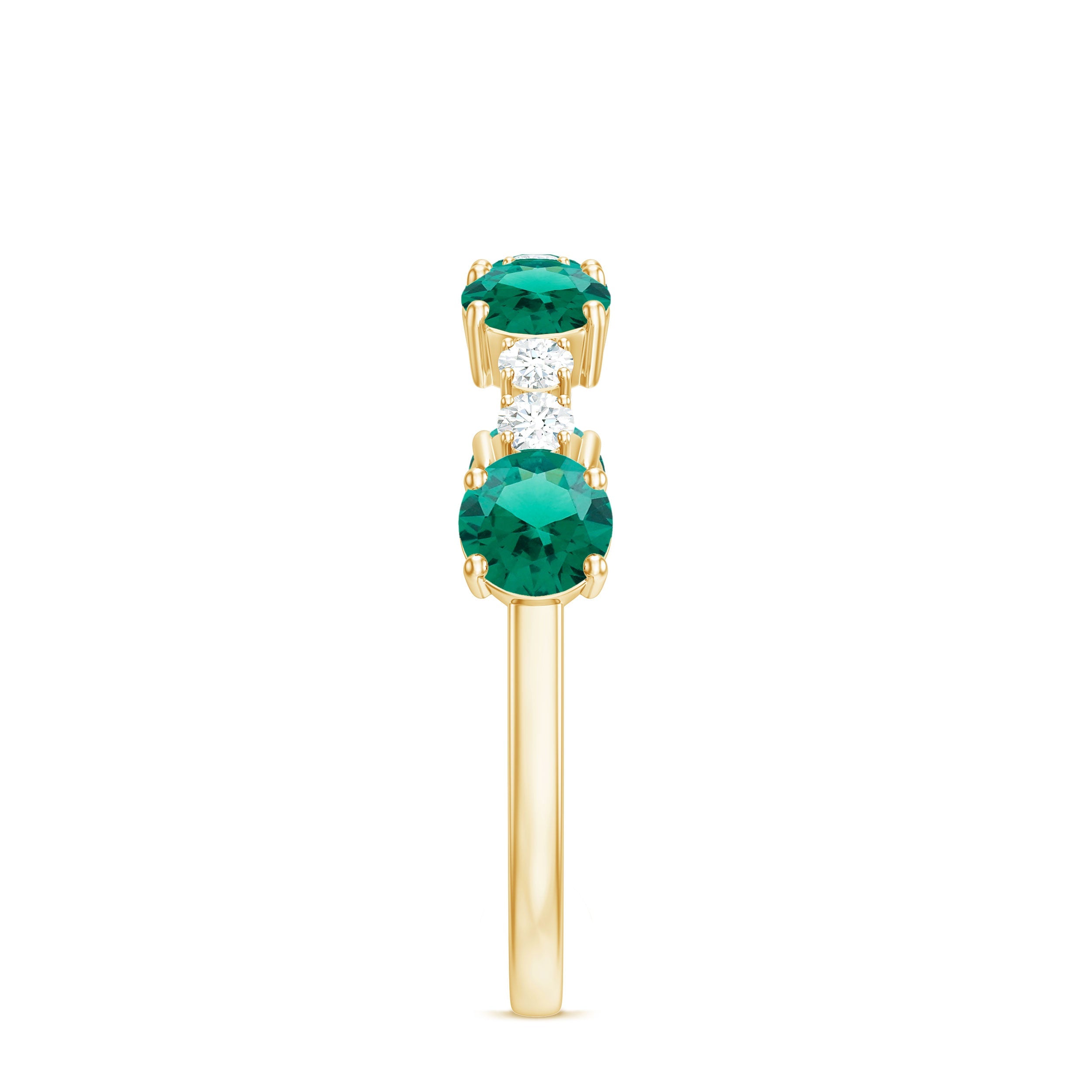 Certified Lab Grown Emerald Diamond Half Eternity Ring in Prong Set