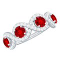 Lab-Created Ruby and Diamond Braided Half Eternity Band Ring