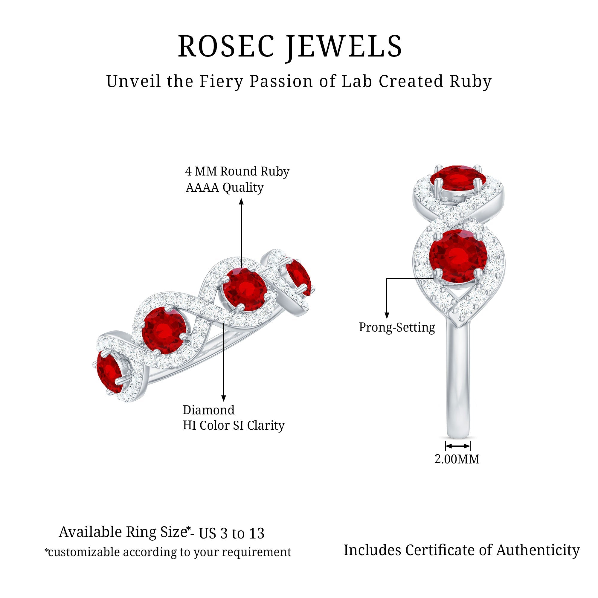 Lab-Created Ruby and Diamond Braided Half Eternity Band Ring