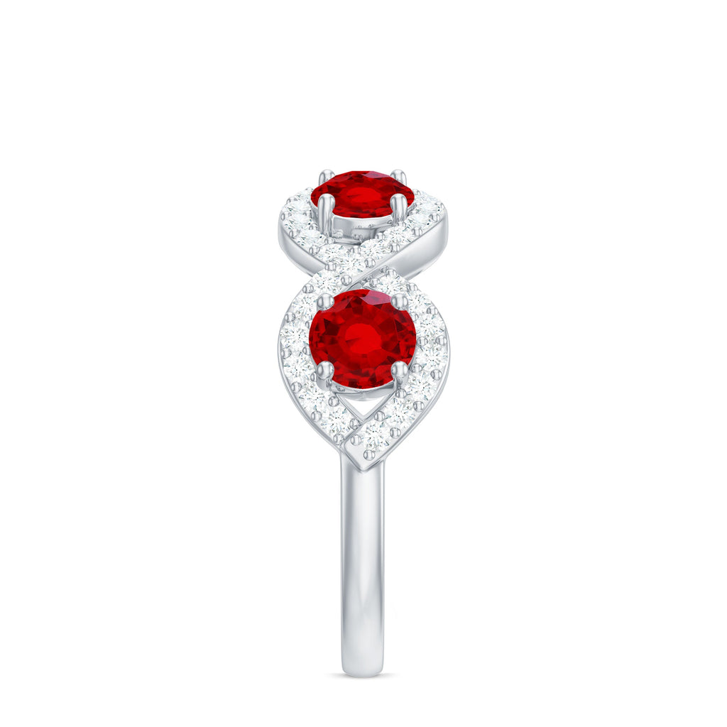 Lab-Created Ruby and Diamond Braided Half Eternity Band Ring
