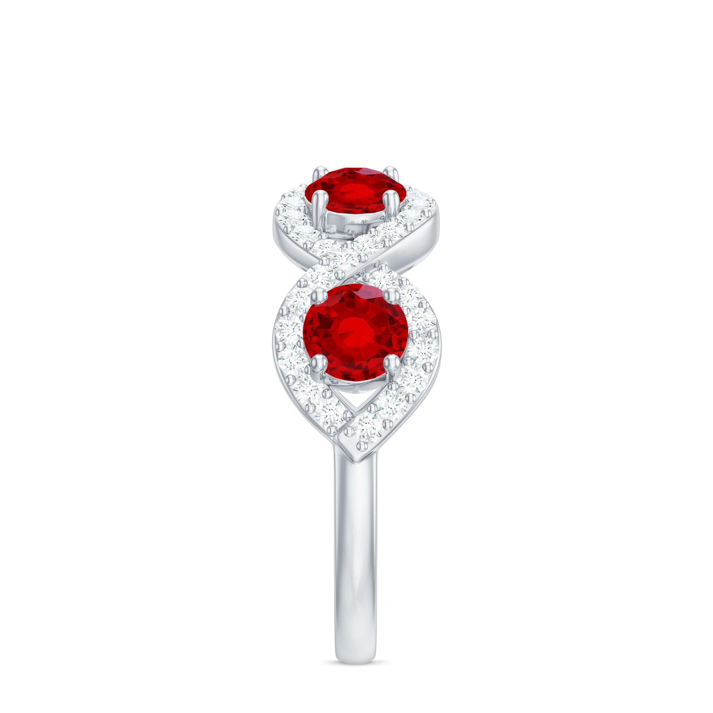 Lab-Created Ruby and Diamond Braided Half Eternity Band Ring