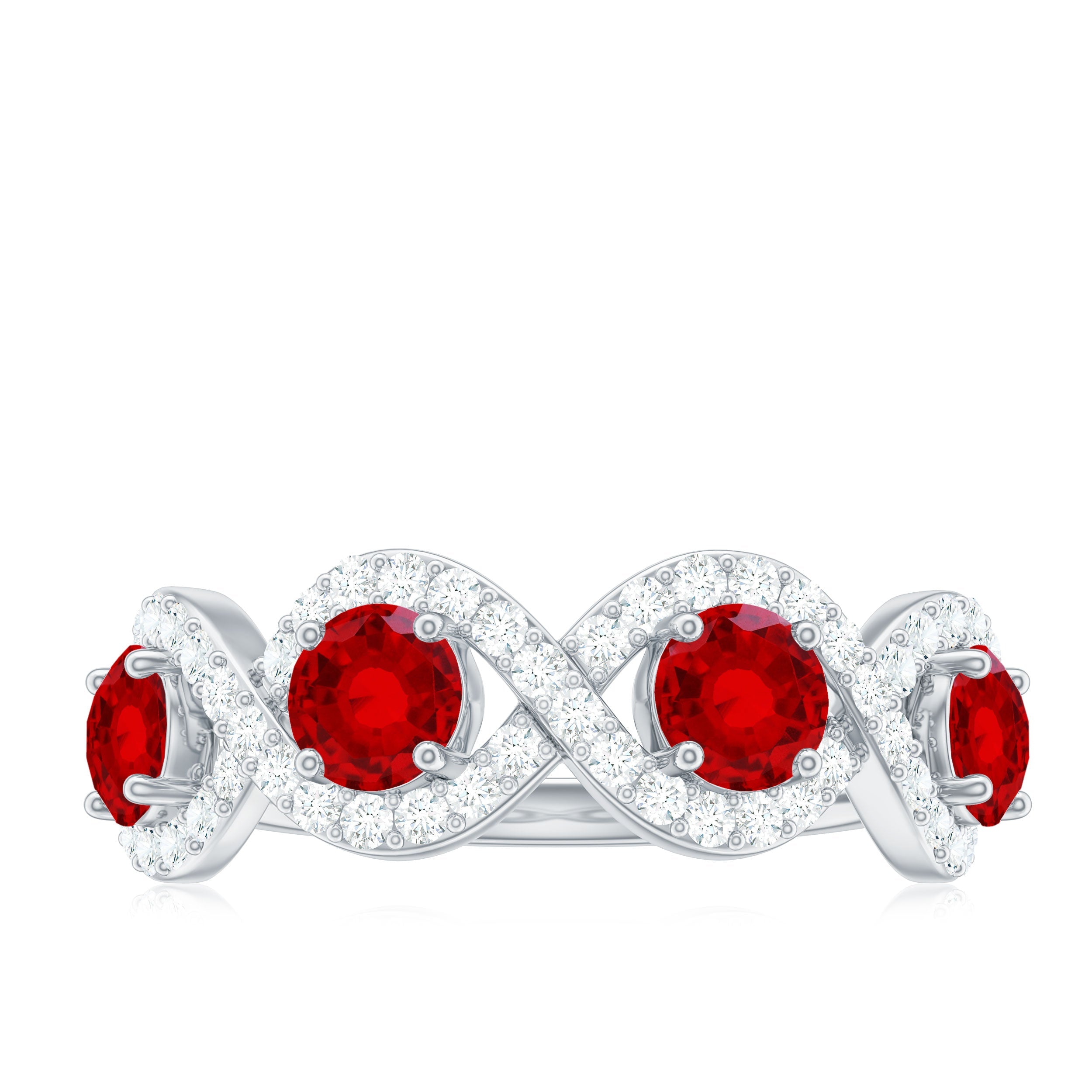 Lab-Created Ruby and Diamond Braided Half Eternity Band Ring