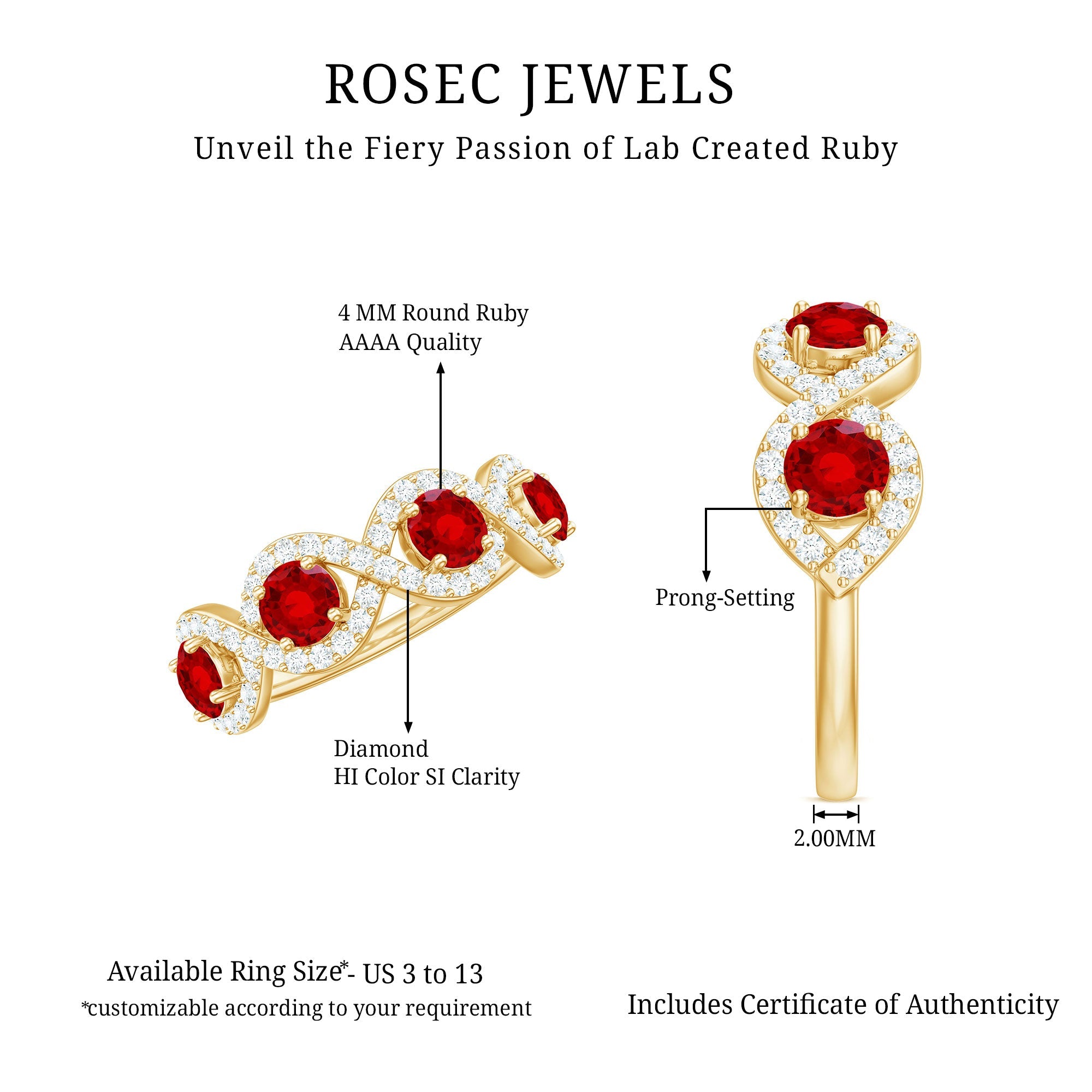 Lab-Created Ruby and Diamond Braided Half Eternity Band Ring