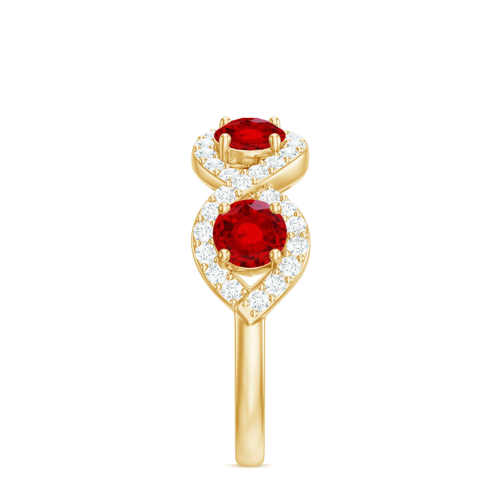 Lab-Created Ruby and Diamond Braided Half Eternity Band Ring