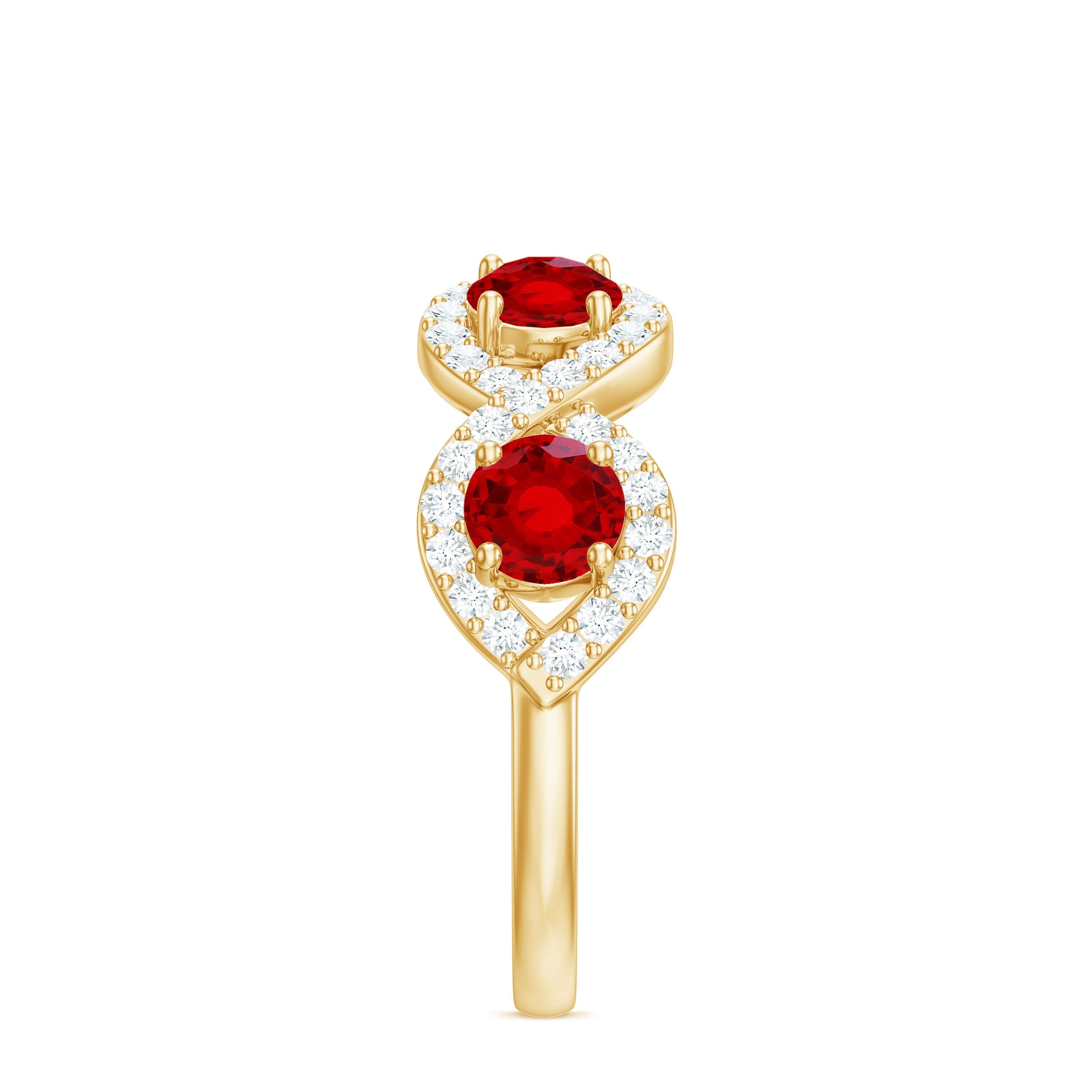 Lab-Created Ruby and Diamond Braided Half Eternity Band Ring