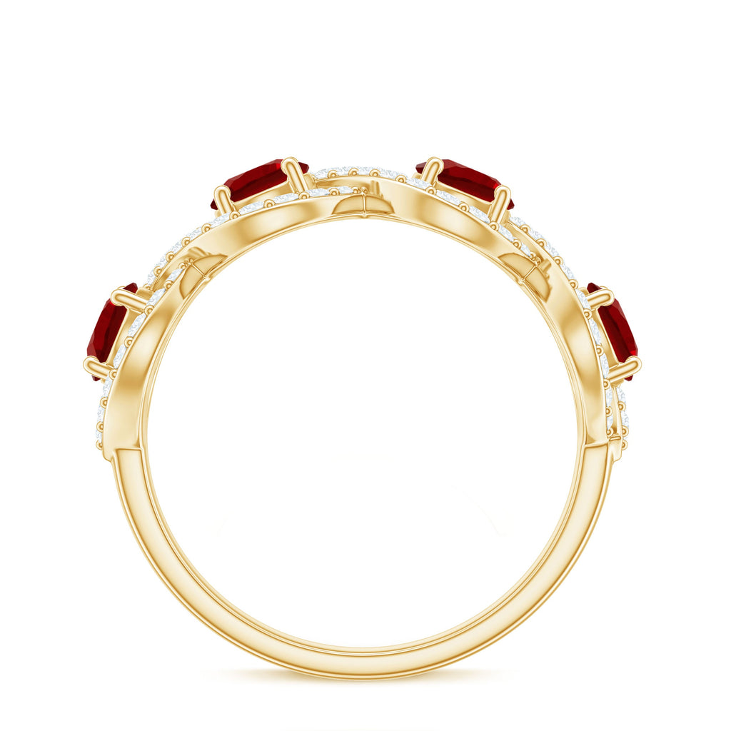 Lab-Created Ruby and Diamond Braided Half Eternity Band Ring