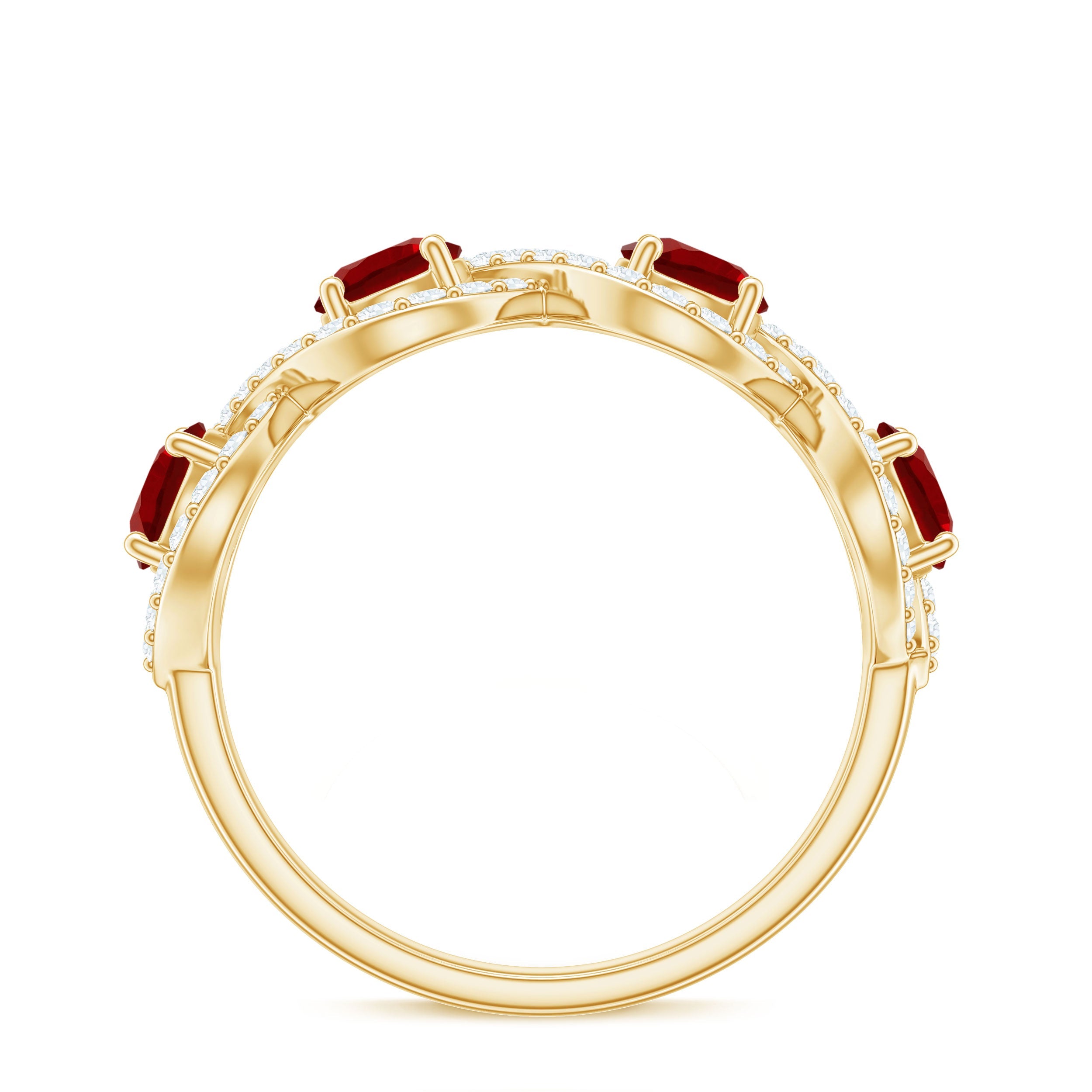 Lab-Created Ruby and Diamond Braided Half Eternity Band Ring