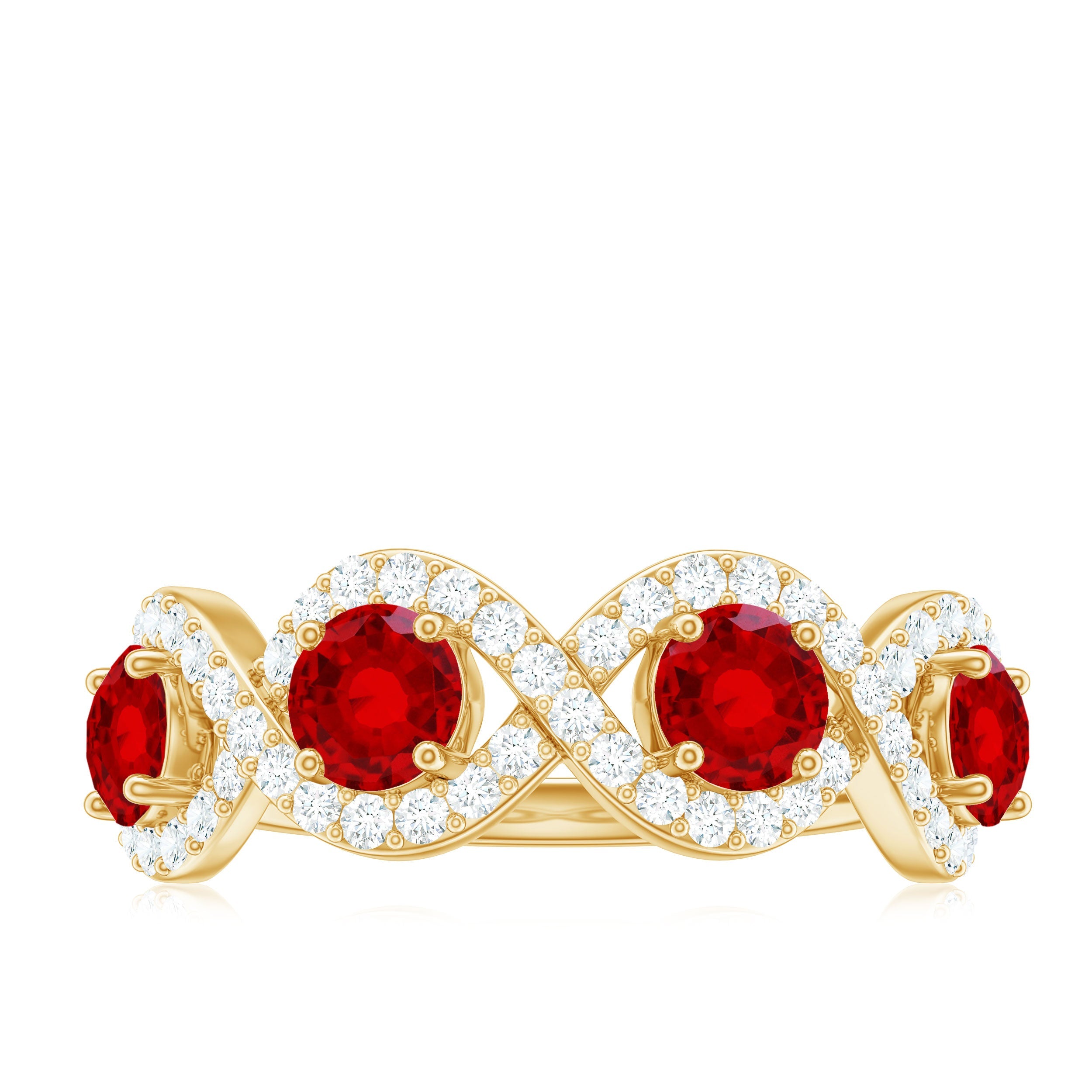 Lab-Created Ruby and Diamond Braided Half Eternity Band Ring